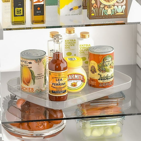 LLMRR 2 Pack Lazy Susan Organizer, 14.5''x11'' for Refrigerator Organizers and Storage Fridge Organization, Turntable Tray Lazy Susan for Refrigerator, Small, 2 Pack