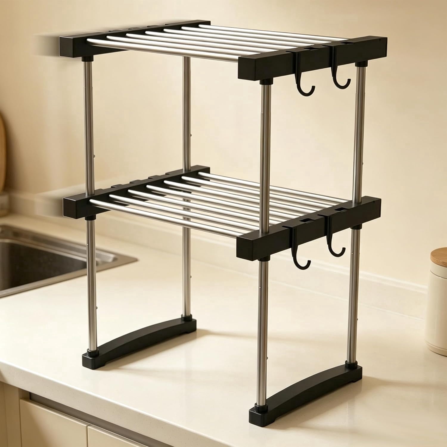 LLMRR 2-Tier Expandable Under Sink Storage Organizer, Adjustable Heavy ...