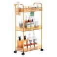 thumbnail image 1 of LLMRR 3-Tier Acrylic Rolling Utility Cart with Wheels, Multi-Functional Storage Trolley for Office, Mobile Shelving Unit Multifunction Rolling Utility Cart, Orange, 1 of 6