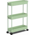 thumbnail image 1 of 3-Tier Rolling Utility Cart, Multi-Functional Storage Trolley for Office, Living Room, Kitchen, Movable Storage Organizer with Wheels, Green, 1 of 8