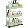 thumbnail image 1 of LLMRR 3 Tier Slim Rolling Storage Cart with wheels, Bathroom Storage Organizer, Kitchen Utility Cart, Narrow Shelf & Mobile Shelving Unit for Bathroom, Kitchen, Narrow Places, 3 Tier, Green, 1 of 9