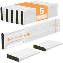 LLMRR 5 Pack Drawer Divider, 4" High, 11-17" Adjustable Drawer Dividers, Non-Slip Expandable Dresser Organizer for Baby Clothes, Bathroom, Bedroom, Kitchen and Office Storage, 5 Pack