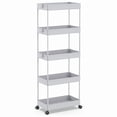 thumbnail image 1 of LLMRR 5 Tier Rolling Storage Cart, Bathroom Storage Cart with Lockable Wheels, Storage Organizer, Mobile Shelving Unit Cart for Bathroom, Laundry Room, Kitchen and Office, Gray, 1 of 9
