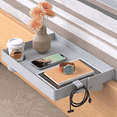 thumbnail image 1 of LLMRR Bedside Shelf, Foldable Bunk Bed Shelf, Attachable Bedside Table with Hooks, College Dorm Room Essentials, Bedside Caddy Tray Organizer for Loft Bed, Dorm Bed, Grey, 1 of 8