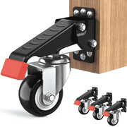 LLMRR Workbench Casters Kit, Retractable Casters Heavy Duty Bench Caster Wheels, 4 PCS Heavy Duty Casters with Brake, Quick Release Stepdown Caster for Workbenches, Load 660LBS, Red