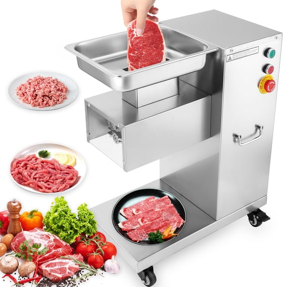 LLNC Commercial Meat Cutter Machine, 110V 750W Electric Meat Slicer, 1102Lbs/H Stainless Steel Cutting Machine with 3mm Blade for Slicing Shredding Chopping