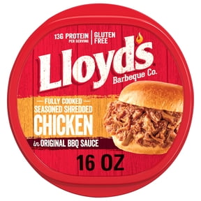 LLOYD'S Shredded Chicken in Barbecue Sauce Fresh, Fully Cooked, Refrigerated, In Convenient 16 oz Plastic Microwaveable Tray