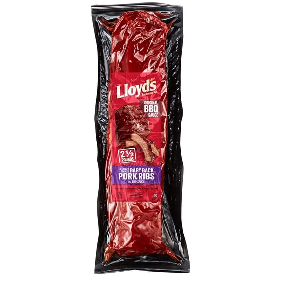 LLOYD'S Signature Smoked Baby Back Pork Ribs in BBQ Sauce, Refrigerated, 40 oz Plastic Package
