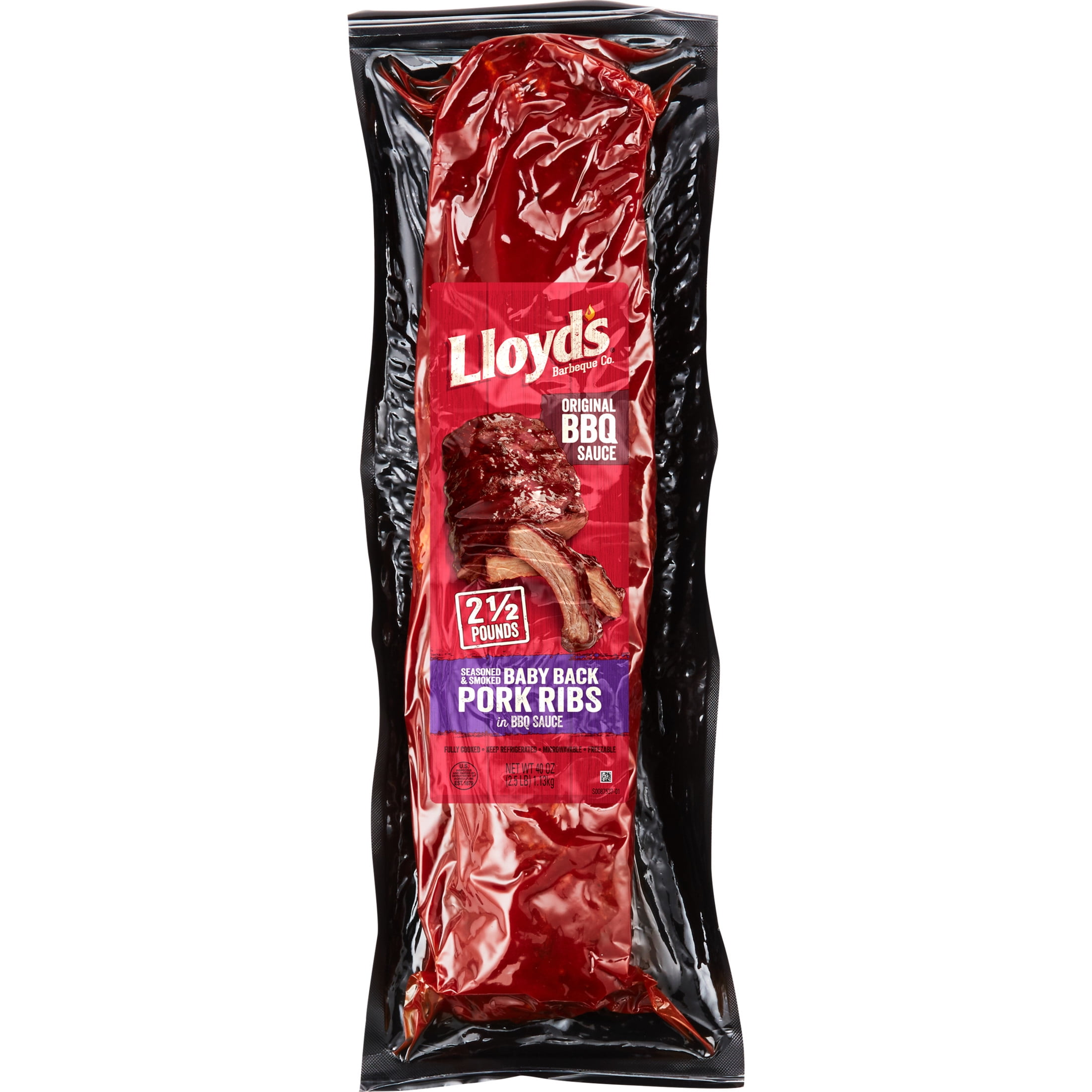 LLOYD S Signature Smoked Baby Back Pork Ribs in BBQ Sauce Refrigerated 40 oz Plastic Package