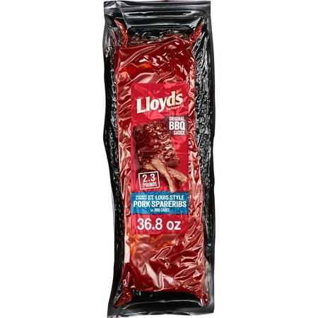 LLOYD'S St. Louis Style Spareribs with Original BBQ Sauce, Refrigerated, Whole 36.8 oz Full Size Plastic Package
