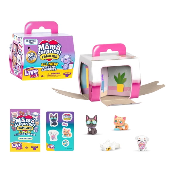 Little Live Pets Mama Surprise Families Adoption Pack, Reveal Mini Collectible Babies, All New Puppies and Kittens, Ages 4+