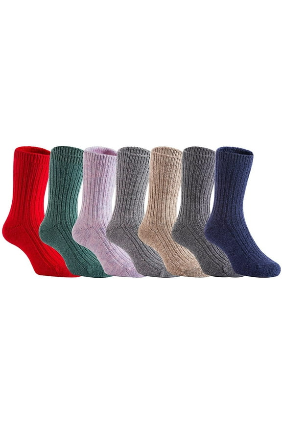LLS 6 Pairs Children Wool Blen Crew Socks Size 6M-2Y/11-13cm Girl Random Color