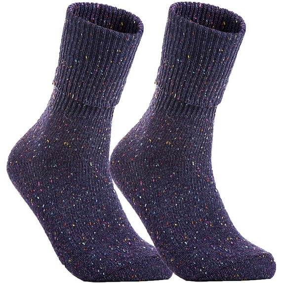 LLS Big Girl's 2 Pairs Wool Knee High Crew Socks Size L (Purple)