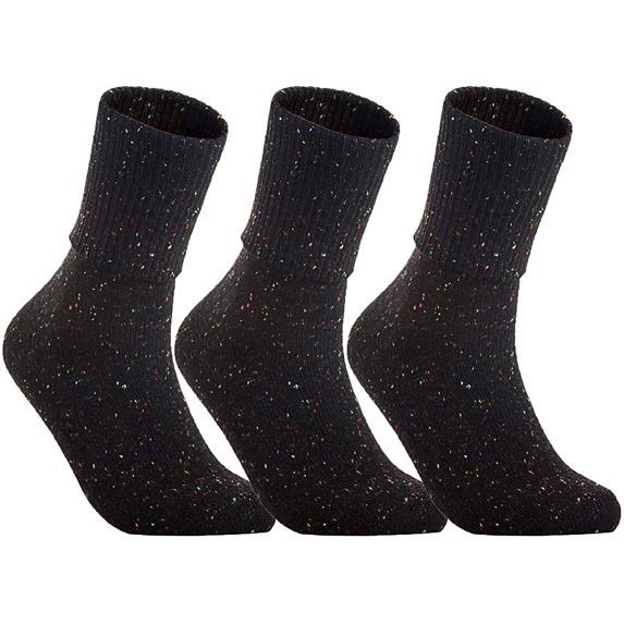 LLS Big Girl's 3 Pairs Wool Knee High Crew Socks Size L (Black)