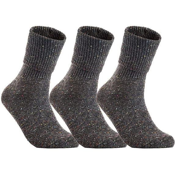 LLS Big Girl's 3 Pairs Wool Knee High Crew Socks Size L (Gray)