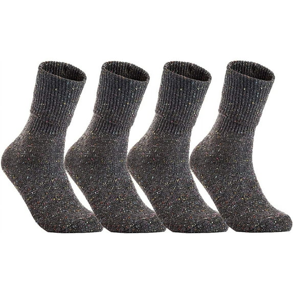 LLS Big Girl's 4 Pairs Wool Knee High Crew Socks Size L (Gray)