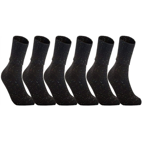 LLS Big Girl's 6 Pairs Wool Knee High Crew Socks Size L (Black)
