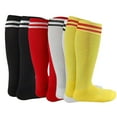 thumbnail image 1 of Lian LifeStyle Exceptional Girl's 4 Pair's Knee High Sports Socks for Soccer, Softball, Baseball, and Many Other Sports XL002 Size M, Black, Red, White, Yellow, 1 of 3