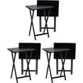 thumbnail image 1 of LLToo Conventional Solid and Sturdy Wood Construction Portable Folding TV Snack Tray Table Desk Serving Stand, Black (6-Piece Set), 1 of 7