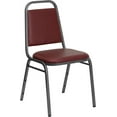 thumbnail image 1 of LLToo Trapezoidal Back Fabric Upholstered Stackable Banquet Chair, Multipurpose Stacking Chair with Padded Seat and Back-Burgundy Vinyl/Silver Vein Frame, 1 of 10