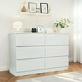 thumbnail image 1 of LLUMAMIN 6 Drawer Dresser, Modern Wood Chest of Drawers with Concealed Handles, TV Stand Large Storage Organizer for Bedroom, Living Room, White, 47.2" L x 15.8" W x 30.9" H, 1 of 11