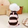 thumbnail image 1 of LLXD Dog Winter Fleece Bodysuit Brown XL 4-Leg Striped Warm Pet Clothes with D-Ring for Small to Medium Breeds Cozy Puppy Pajamas Coat, 1 of 9