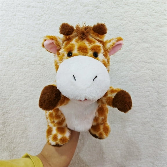 LLXD Giraffe Hand Puppet with Long Neck and Spotted Pattern, Soft Plush Safari Animal Toy for Creative Role Play and Fun