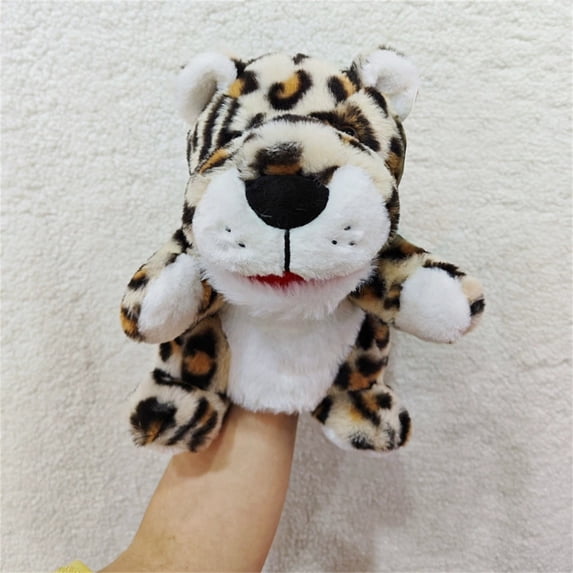 LLXD Leopard Hand Puppet with Spotted Fur Pattern, Soft Plush Jungle Animal Toy for Imaginative Storytelling and Play