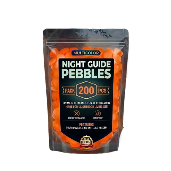 LLXD Night Guide Pebbles Glow in the Dark Garden Stones, 400 Pcs Orange Glowing Rocks for Outdoor Walkway, Patio, Aquarium, and Landscape Decor