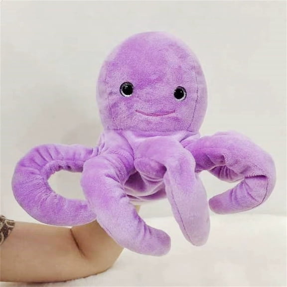 LLXD Purple Octopus Hand Puppet with Soft Tentacles, Plush Sea Creature Toy for Imaginative Storytelling and Interactive Play