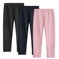 thumbnail image 1 of LLYWEY Big Girls Leggings Pack of 3 Toddler Girl Cotton Ankle Length Leggings Kids Soft Comfortable Stretchy Elastic Waist Everyday Pull on Straight Leg Pants Pinks 7T, 1 of 9