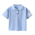 thumbnail image 1 of LLYWEY Boys Collared T Shirts, Toddler Boys’ Short Sleeve T-Shirts, Kids Solid Color Button up Shirts Summer Casual Loose Blouse Tee Tops, Style BY-18, Light Blue, 2T, 1 of 2
