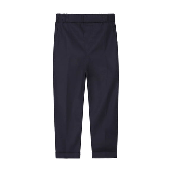 LLYWEY Boys Uniform Pants, Kids Khakis Pants, Toddler Baby Boy Stretch Pull On Dress Pants Casual Loose Straight Leg Button Suit Pants Trousers Navy 9-10T