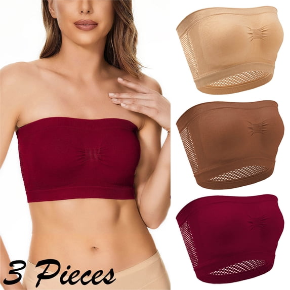 LLYWEY Bra No Padding Comfort Bras Older Women Ladies Wire-Free Bra Style-1279 Women's Plus Seamless Bra Feature Adult Female Sport Sports Bras Wine 46B