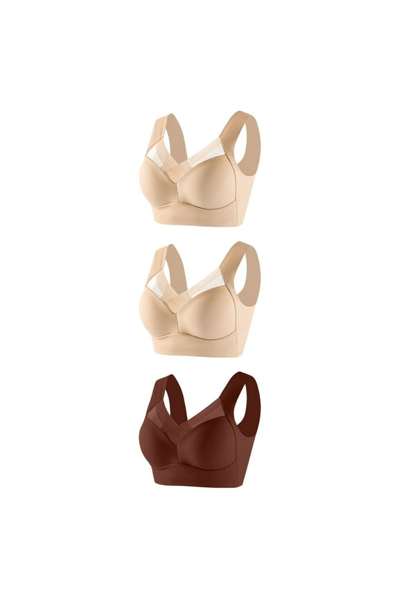 Bralettes for Women Padded Bra No Padding Ladies Convertible Bra Style-198 Women's Plus Extra Lift Bra Feature Adult Female Plus Size Sports Bras Brown 40B