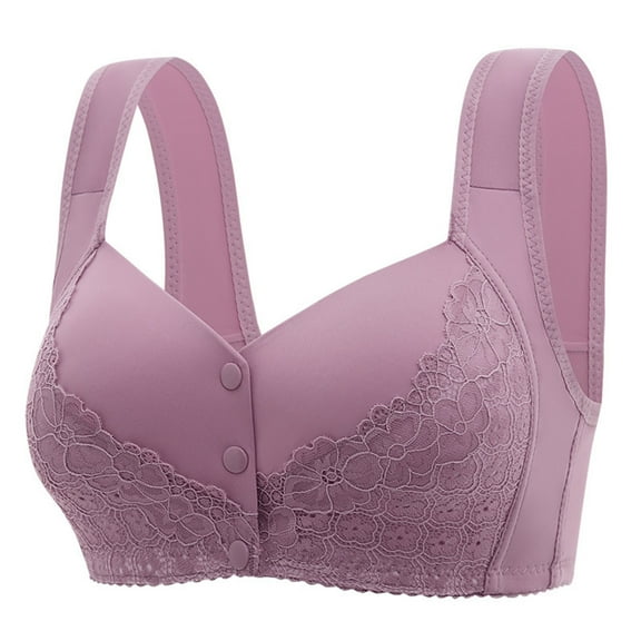 LLYWEY Bras for Elderly Wireless Padded Bras Women Ladies Convertible Bra Style-1215 Women's Plus Support Bra Feature Adult Female T-Shirt Sports Bras Purples 48B