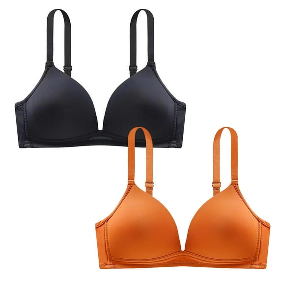 LLYWEY Bras Front Closure Padded Push up Bras Women Ladies Racerback Bra Style-1295 Women's Plus Lace Bra Feature Adult Female Plus Size Sports Bras Orange 36B