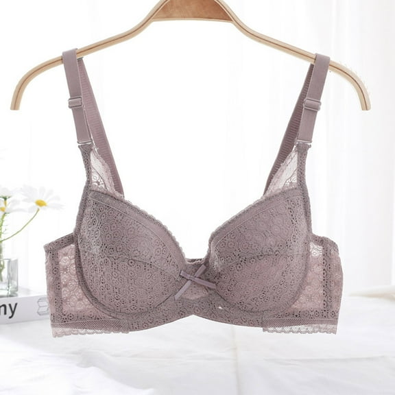 LLYWEY Bras for Older Women Clearance Backless Bras Ladies Lace Bra Style-1364 Women's Plus Scoop Bra Feature Adult Female Training Sports Bras Gray 40B