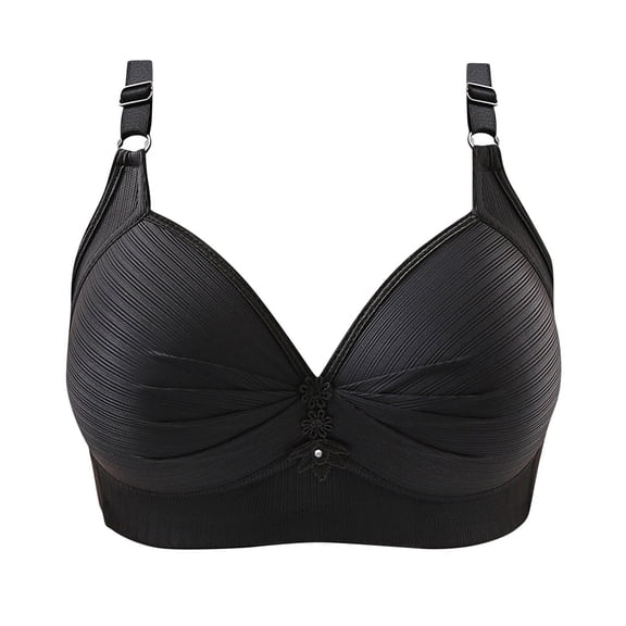 LLYWEY Bras with No Padding Wireless Bras Ladies Push-Up Bra Style-898 Women's Plus Soft Cup Bra Feature Adult Female Lace Sports Bras Black 36B