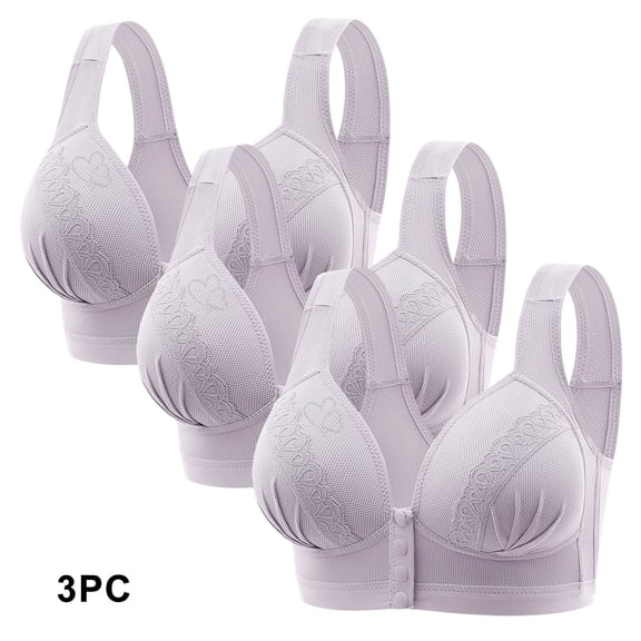 LLYWEY Bras for Women Front Closure No Wire Push up Bras Women No Underwire Ladies Convertible Bra Style-1326 Women's Plus Padded Bra Feature Adult Female Bralette Sports Bras Purples 34B