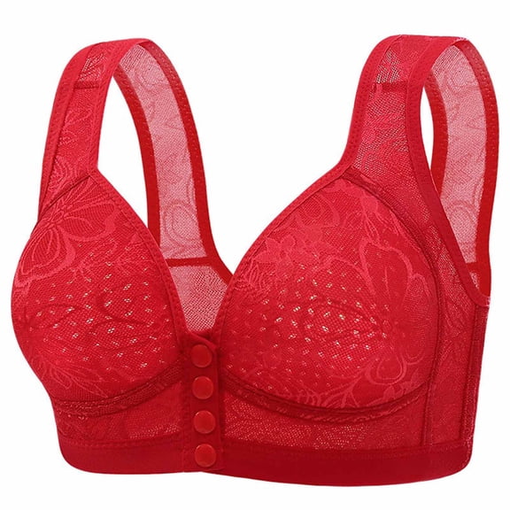 LLYWEY Bras for Women No Underwire Discounts Bras Elderly Ladies Longline Bra Style-762 Women Lift Bra Feature Adult Female Bralette Sports Bras Red 40B