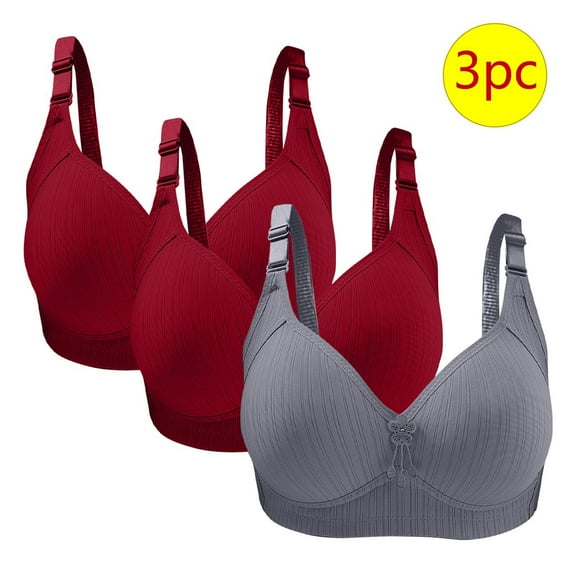 LLYWEY Bras for Women No Underwire Women Bras Full-Coverage Ladies Tie-Front Bra Style-1257 Women Soft Cup Bra Feature Adult Female Everyday Sports Bras Gray 44B