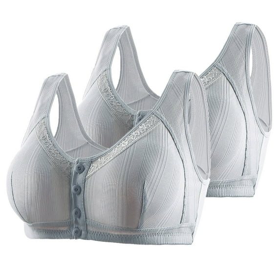 LLYWEY Bras for Women No Wire Bras Women No Wire Ladies Racerback Bra Style-1441 Women's Plus Scoop Bra Feature Adult Female Everyday Sports Bras Silvers 44B