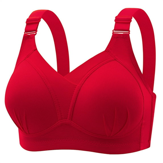 LLYWEY Bras for Women No Wire on Clearance Cute Bras Ladies Push-Up Bra Style-1123 Women Convertible Bra Feature Adult Female Training Sports Bras Red 36B