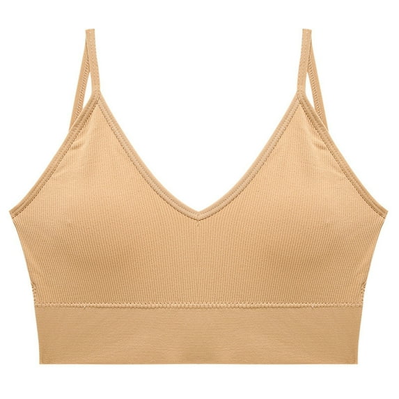 LLYWEY Bras for Women Wirefree Wireless Bra Women Ladies Sport Bra Style-943 Women's Plus Lightly Lined Bra Feature Adult Female T-Shirt Sports Bras Beige 36B