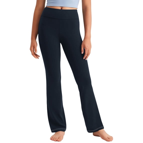 LLYWEY Capris Leggings for Girls, High Waisted Yoga Pants Workout Cropped Leggings Trendy Side Ruched Pull On Sports Running Capris Tights Navy 12T