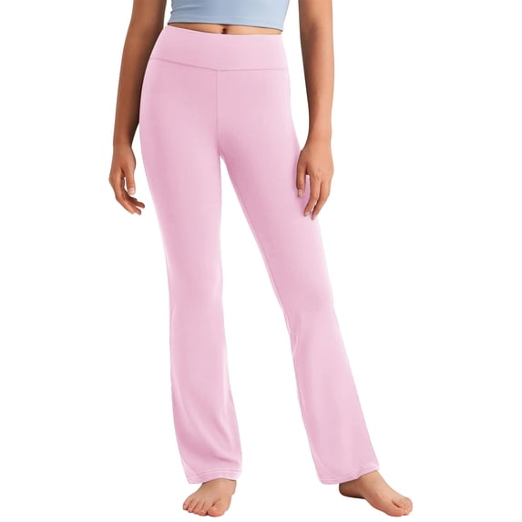 LLYWEY Capris Leggings for Girls, High Waisted Yoga Pants Workout Cropped Leggings Trendy Side Ruched Pull On Sports Running Capris Tights Pinks 3T