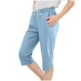 thumbnail image 1 of LLYWEY Capris Pants Girls Summer Drawstring Elastic Waist Pull on Cropped Pants Pockets Side Split, 1 of 7