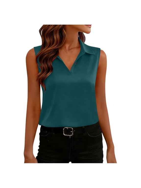 Women's Blouse, Collared Sleeveless Business Casual