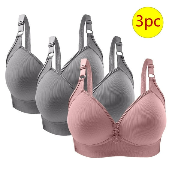 LLYWEY Comfort Bras for Women No Underwire Push up Sports Bras Women Ladies Underwire Bra Style-1245 Women's Plus Double Support Bra Feature Adult Female Bralette Sports Bras Pinks 38B
